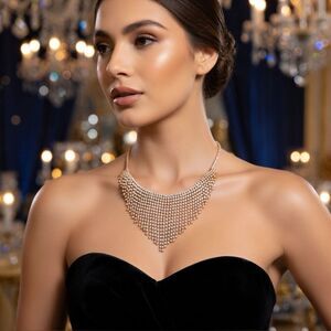 Adjustable rhinestone necklace worn once